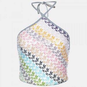 Missoni multicolour crochet knit lamé top